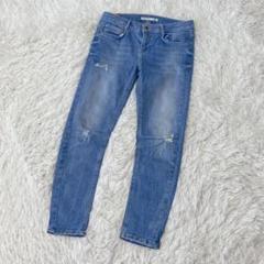 【c4934】ZARA ザラ　デニム　ジーンズ　ダメージ　ブルー