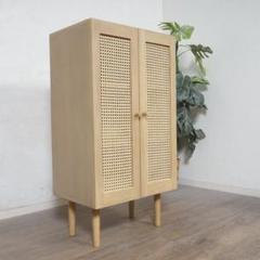 【新品】北欧・韓国風 ラタンウッド キャビネット　籐編み込み扉 在庫処分【新品】北欧・韓国風 ラタンウッド キャビネット 籐