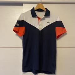 LACOSTE ホワイト ネイビー ポロシャツ　ゴルフメンズウェアサイズ2