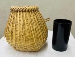 茶道具桂籠花器白竹竹編桂籠利休好み