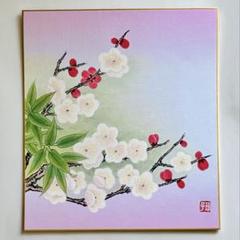 水墨画（墨彩）春の梅　原画　直筆　肉筆　アート　絵画　ギフト　インテリア　日本画 水墨画（墨彩）春の梅 原画 直筆 肉筆 アート 絵画 ギフト