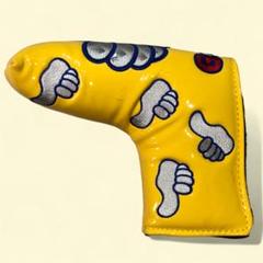 レザー ゴルフパター用 ヘッドカバー イエロー シルバー ゴルフ