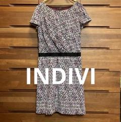 INDIVI ワインレッドワンピース M インディヴィアンタイトル ルスーク