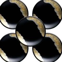 【高級】秀衡塗、丸三漆器・金雲銘々皿5枚
