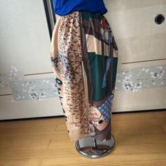 柿渋染めもんぺ【浴猫】歌川国芳 浮世絵手ぬぐいハンドメイド ワイドパンツ 二巾 浮世絵レーヨンちりめん友禅 猫飼好五十三疋 ピンク