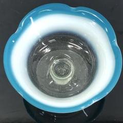 氷コップ 乳白色 ミルク 水色 吹きガラス 大正 昭和レトロ