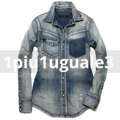 ▼ウノピゥウノウグァーレトレ【Ⅳ】レインボーステッチ ウエスタン　デニムシャツ 1piu1uguale3 - 1piu1uguale3 レインボーステッチ デニムシャツ