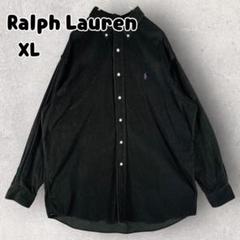90s ラルフローレン 長袖コーデュロイシャツBLAKE XL 墨黒 ブラック
