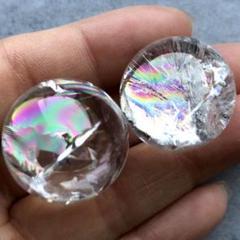 【大きめ！虹入り！2個セット】最強パワー　天然石　アイリスクォーツ　水晶　丸玉
