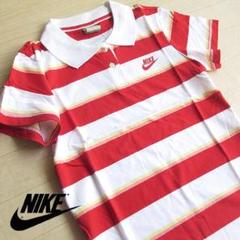 新品 Mサイズ NIKE ナイキ マルチボーダー 半袖ポロシャツ 白×赤