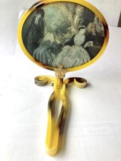 絵画デザインの手鏡 王冠付き