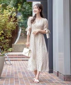 【タグ付】le reve vaniller／ドット／ワンピース／授乳ワンピース le reve vaniller ヴァニレ ドット柄ワンピース 授乳ワンピース