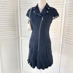 BURBERRY BLUE LABEL ライダース風ワンピース プリーツ 黒 BURBERRY BLUE LABEL ライダース風ワンピース プリーツ 黒