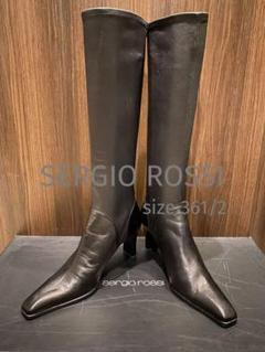 セルジオロッシロングブーツ ストレッチ素材(皮) 黒 サイズ361/2