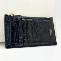✨付属品完備✨セリーヌ フラグメントケース クロコ 型押し 現行ロゴ ネイビー