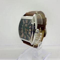 【美品・新品電池】SAAD オニキス　クォーツ腕時計　レザーベルト　天然石