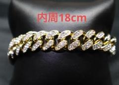 マイアミ　キューバン幅13mm 内周18cm czダイヤ　ゴールド　ブレスレット