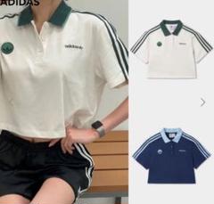 【完売品】adidas originals ルーズクロップポロシャツ　ブルー　M アディダス ルーズ クロップ ポロシャツ - ブルー | アディダス
