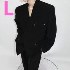 大特価❕肩パッド❕スタッズ❤️ダブルブレスト テーラード ジャケット黒 L