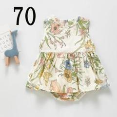 ベビー 70 花柄 パステル ワンピース ロンパース 女の子 キッズ 白
