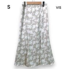 【ビス】フレア ロングスカート サテン S ベージュ 花柄 春夏 Y140