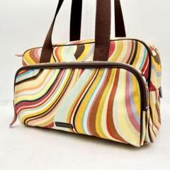 【美品希少】ポールスミス ミニボストンバッグ 肩掛け マルチストライプ