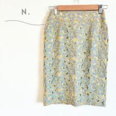 エヌドット　膝丈スカート　タイト　総レース　華やか　キレイめ　上品　おしゃれ