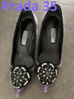 ⭐️未使用⭐️ PRADA プラダ　リボン　エナメルパンプス　ブラック PRADA プラダ パンプス リボン ロゴ エナメル 黒 25cm - メルカリ
