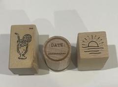 木製はんこ　スタンプセット 日付 太陽 喫茶