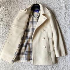 美品バーバリーブルーレーベルアンゴラとアルパカ混ピーコート白36