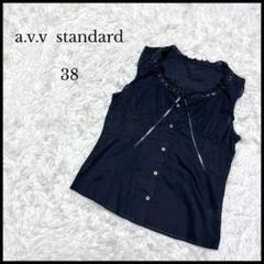 【a.v.v】アーヴェヴェ ノースリーブボウタイブラウス 38 黒 レディース