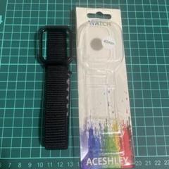 アップルウォッチ Watch バンド 40mm 面ファスナー ブラック
