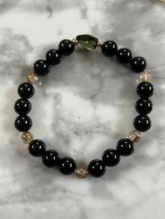モルダバイトブレスレット14mm 再結晶　新品未使用 cat_moldavite_bracelet_482-