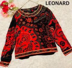 【美品】LEONARD クルーネック 長袖カットソー 花柄 総柄　ペイズリー