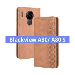 Blackview A80 スマホケース 手帳型 シンプル ブラウン
