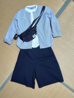 タック入りパンツ　ユナイテッドアローズ　ネイビー 　ハーフ丈　キュロット　M