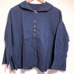 【美品】LUX ルクス ショールカラー コットンシャツ ネイビー 紺シャツ XL