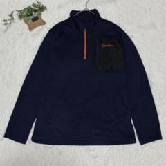 パラディーゾ【LL】フリースハーフジッププルオーバー 長袖 裏起毛 配色ポケット