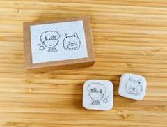 消しゴムはんこ　男の子＆わんこ