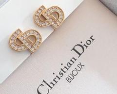 Christian Dior ディオール CD ロゴ ラインストーン イヤリング