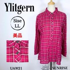★美品★ Ylitgern 長袖シャツ ピンク チェック柄 綿 LLサイズ