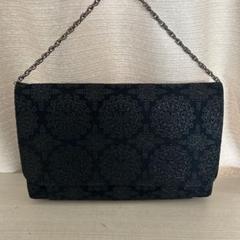 極美品　前川印伝　クラッチバッグ　トンボ柄　ブラック 8221-e.jpg