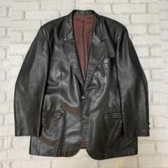 Vintage レザージャケット シープスキン テーラード 黒 XL Vintage レザージャケット シープスキン テーラード 黒 XL