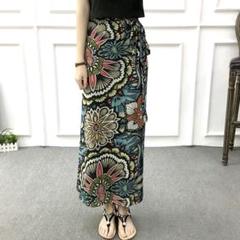 ボヘミアン　花柄ラップロングスカート✨春夏デートにぴったり　薄地