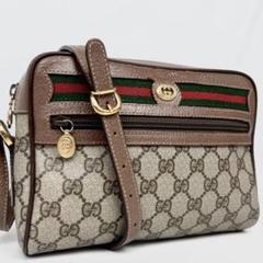 GUCCI グッチ ショルダーバッグ シェリーライン GG レザー ブラウン