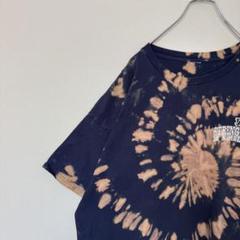 US古着 ブリーチ加工 タイダイ Tシャツ ビッグシルエット ネイビー カレッジ