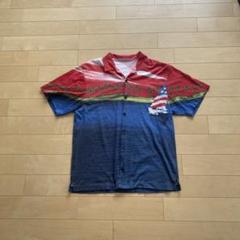 ✨希少✨ アロハシャツ アート 総柄 Mサイズ おしゃれ レッド 赤