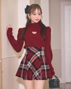 ミシェルマカロン フレアチェックスカート 赤 レッド　ミニスカート m16129835574_1.jpg?1734530348