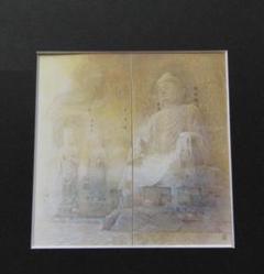 前田正憲、【龍門石窟（廬舎那仏）】、希少な額装用画集画、新品高級額 額装付 前田正憲、【龍門石窟（廬舎那仏）】、希少な額装用画集画、新品