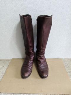 【新品】オデットエオディール ロングブーツ　ブラウン　22.5 オデットエオディール ブラウンレザーロングブーツ ファスナー